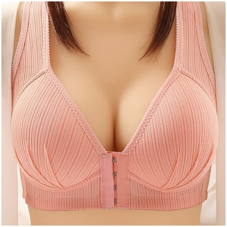 

Yuelianxi Steel Ring Thin Women Bra Front Button Breathable Gathers Underwear Comfort Bra