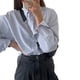 thumbnail image 1 of Bienvenido Blusa frontal con botones a rayas Bolsillo delantero Manga larga Cuello vuelto Blusa informal Camisa Blusa informal a rayas L, 1 of 8
