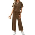 thumbnail image 5 of Fantaslook 2 Piece Sets for Women Casual Summer Travel Vacation Outfits Short Sleeve Tops Wide Leg Pants Lounge Sets, 5 of 10