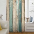 thumbnail image 6 of Farmhouse Teal Brown Sheer Curtains 45 Inches Long, Vintage Retro Ombre Wooden Light Filering Curtains, Breathable Simi Curtain Privacy Drapes for Kitchen Bathroom Lightweight Small Window Treatment, 6 of 9