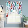 thumbnail image 6 of Swag Valance Curtains for Windows, Spring Leaves Light Filtering Kitchen Curtains with Rod Pocket, Watercolor Leaf Botanical Nature Light Blue Window Treatment Valances, 36x63 - 2 PCS, 6 of 9
