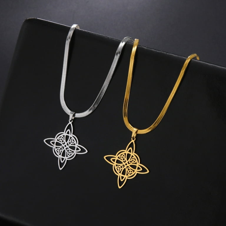 Collana Celtica Donna – Ciondolo Nodo In Acciaio Inossidabile, Catena 50cm, Amuleto Protezione