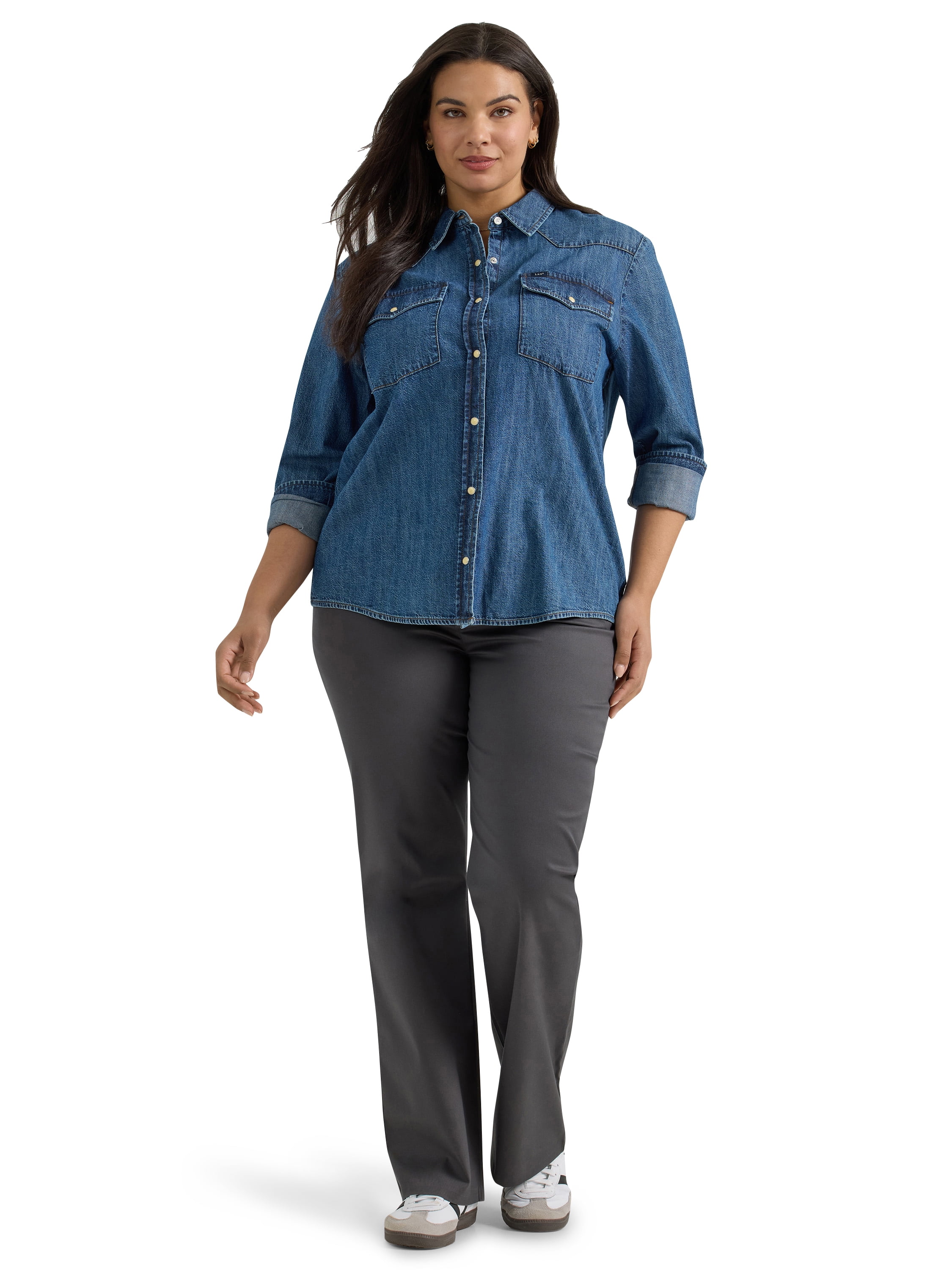 Lee® Women's Plus Mid Rise Wrinkle Free Bootcut Pant