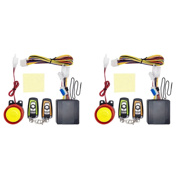 2X 12V Motorcycle Bike Security Alarm System Motorcycle Bike Scooter Remote Control Anti-Theft,Black&Yellow&Red