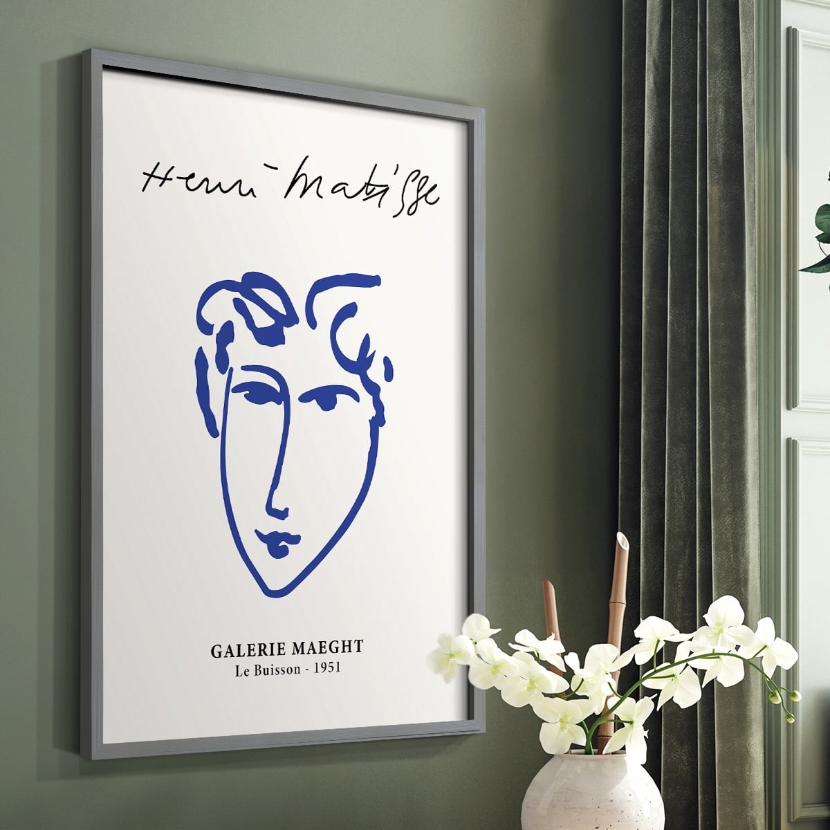 Matisse CVII Framed Print in Gray Solid Wood 22 x 28 Framed Print
