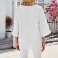 thumbnail image 4 of Tiqkatyck Women Summer Tops, Women's Fashion Short Sleeve Solid Color V Neck Loose Chiffon T Shirt, Summer Tops for Women, Shirts for Women White XL, 4 of 4