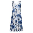 thumbnail image 4 of Womens Summer Sleeveless Casual Dresses Crewneck Tank Dresses Trendy Floral Print Beach Vacation Sundress, 4 of 5