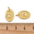 thumbnail image 3 of 20pcs Oval Rack Plating Brass Pendants with Imitation Pearl and Jump Ring Cadmium Free & Lead Free Real 18K Gold Plated 15x10.5x4.5mm Hole: 3mm, 3 of 3