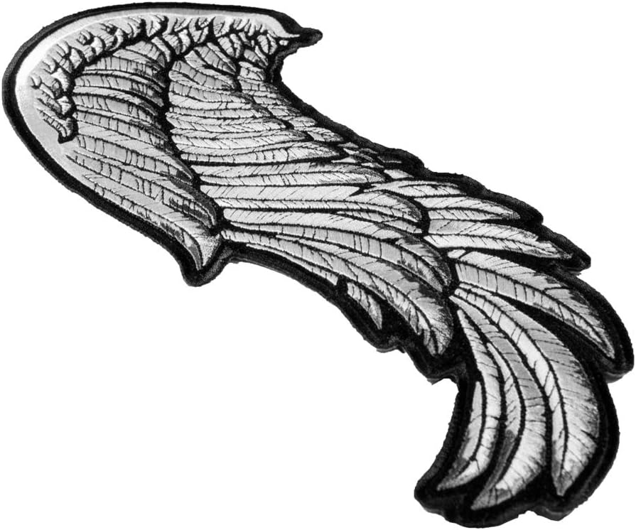 Split White Embroidered Angel Wings Patch, Large Size