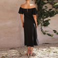 thumbnail image 6 of Jamsmile Womens Dress Summer Short Sleeve Off Shoulder V Neck Backless High Split Dresses Chic Summer Party Dress, 6 of 8