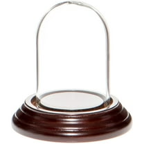 Plymor 1.85" x 2.875" Mini Glass Display Dome Cloche (Dark Mahogany Veneer Base)