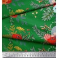 thumbnail image 3 of Soimoi Green Heavy Canvas Fabric Leaves & Poppy Floral Print Fabric by Yard 58 Inch Wide, 3 of 3