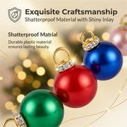 100 Pcs Christmas Mini Balls Ornaments,Xinshengli 14mm Glitter Multicolor Christmas Ball with 10m Metallic Thread,Xmas Tree Hanging Decorations Pendants for Party,Decor,Outdoor,Indoor,DIY