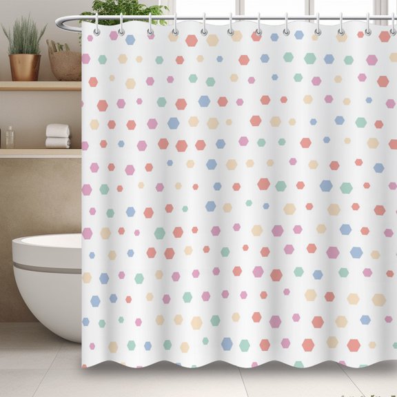 Modern Minimalist Shower Curtain, Colorful Polka Dot Printed Shower Curtain, Simple Bathroom Decoration With 12 Hooks