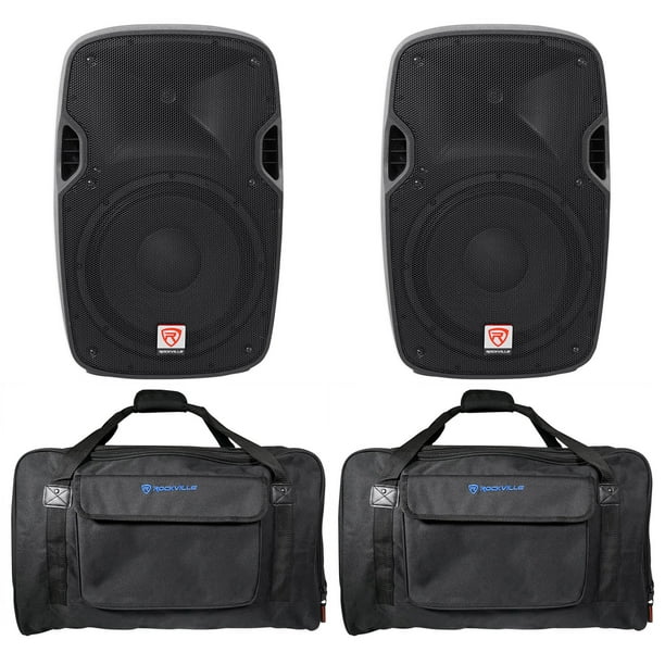 (2) Rockville SPGN128 12" 2400W DJ PA Speakers 8Ohm+Weatherproof Speaker Bags