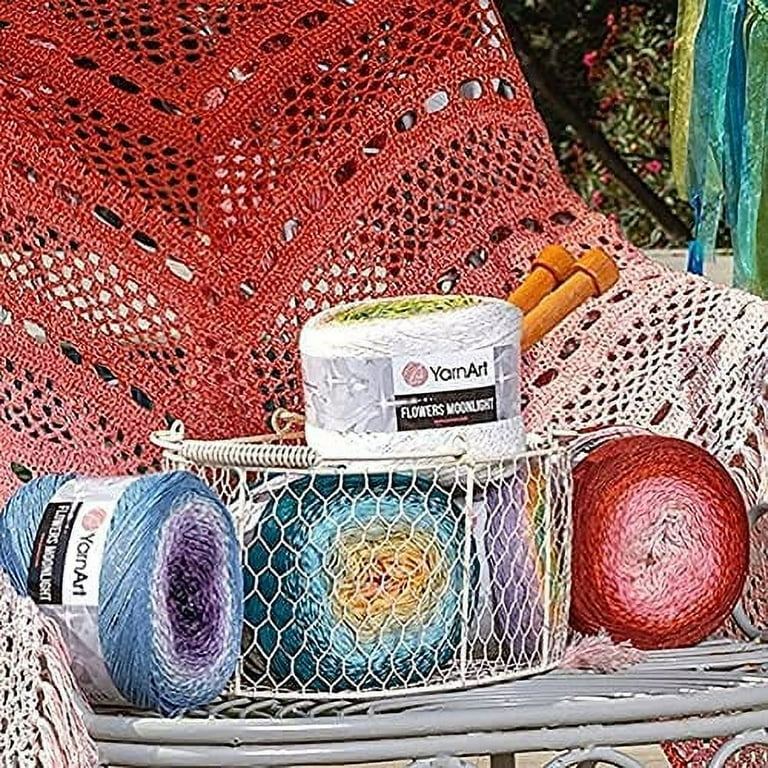 YarnArt Flowers Moonlight Glitter Cotton Yarn, Soft, Rainbow