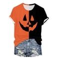 thumbnail image 6 of Landzoo Halloween Shirt For Women Colorblock Short Sleeve Round Neck Tees Party Breathable Women T-Shirt Size M Orange, 6 of 7