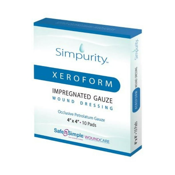 Simpurity Xeroform Impregnated Dressing 4 x 4 Inch, 10 Count