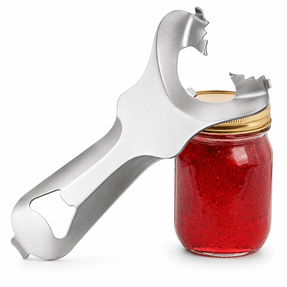 NATPLUS Stainless Steel Jar Opener, 2-in-1 Multifunctional Bottle Opener for Weak Hands, Easy Grip Lid Remover for Mason Jars and Beer Bottles, Kitchen Gadget