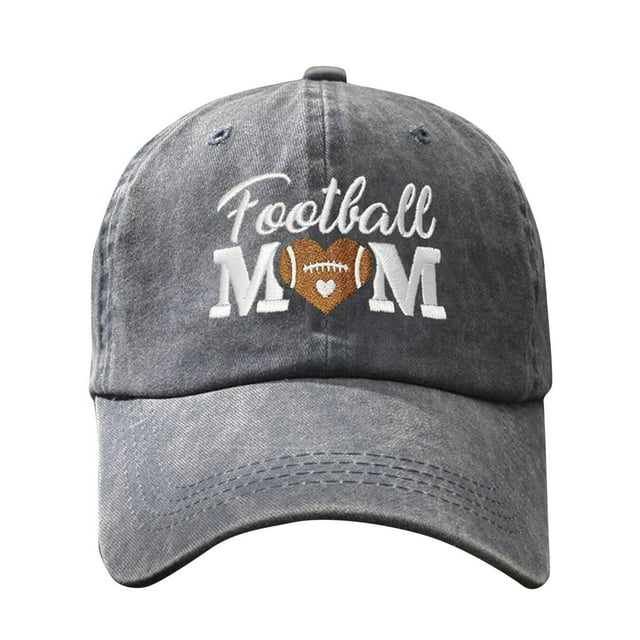 WEIYLL Womens Men Baseball Cap Embroidered Football Mom Love Washed Breathable Shade Unisex Grey Beach Hats One Size