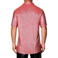 thumbnail image 3 of INSPIRE CHIC Men's Short Sleeve Button Disco Party Shining Metallic Shirts XL Red Silver, 3 of 6