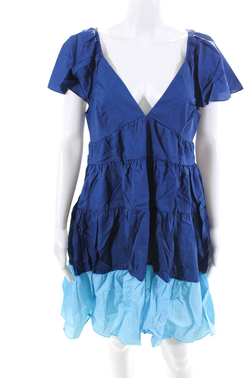 STAUD Womens Corsica Mini Dress Cobalt 