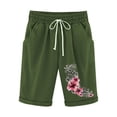 thumbnail image 2 of LOVZFMLL Women's Elastic Waist Printing Drawstring Shorts Army Green XXL, 2 of 3