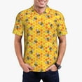 thumbnail image 2 of Balery Honeycombs Printed Men’s Short Sleeve Polo Shirt, Midweight Men's Shirt,Golf Polo shirts -Large, 2 of 7