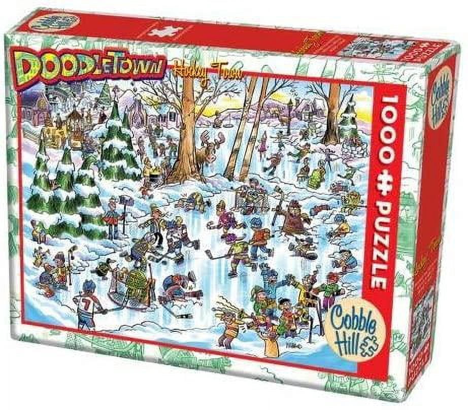 Cobble Hill Puzzle 'DoodleTown: Viking Village' – 1000 Teile, 67,6x48,9 Cm, Mit Poster, Zufällig Geschnitten