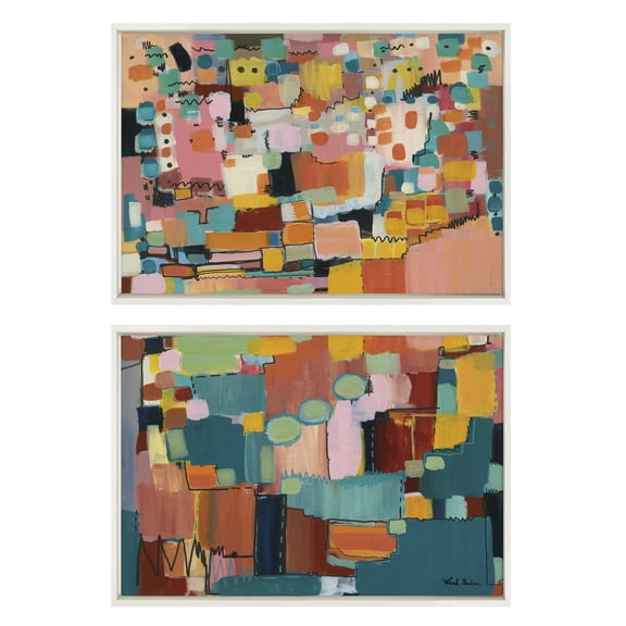 Leah Nadeau Sunset Fiesta Set No 1 and Sunset Fiesta Set No 2 Set of 2 23x33 Framed Canvas Wall Art by Bellamy