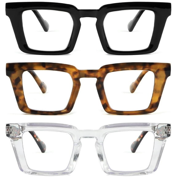 REAVEE 3 Pack Designer Stylish Blue Light Blocking Reading Glasses for Women, Computer Fashion Cute Readers with Spring Hinge