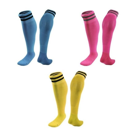 

Lian LifeStyle 3 Pairs Knee High Sports Socks for Soccer Softball Baseball Soccer and Many Other Sports XL002 Size M LightBlue Rose Yellow