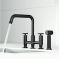 thumbnail image 3 of VIGO Cass Double Handle 8 in. Widespread Bridge Kitchen Faucet with Pull-Out Sprayer in Matte Black-VG02051MB, 3 of 17