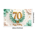 thumbnail image 3 of Elegant Design Happy Birthday Banner Decorative Green Leaves Gold Number 70 for Milestone Celebration Indoor Party Event, 3 of 7