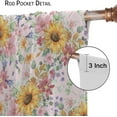 thumbnail image 6 of Sunflower Blackout Curtains Rustic Plants Colorful Flowers Green Leaves Watercolor Pink Art Printed for Girls Women Bedroom Living Room Rod Pocket Decoration Window Drapes 2 Panels W26xL84in, 6 of 6