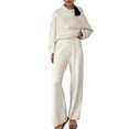 thumbnail image 2 of Conjunto de Dos Piezas para Mujer, Suéter Informal de Punto con Capucha y Pantalones Rectos, Ropa de Viaje para el Otoño. L, 2 of 7