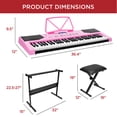 thumbnail image 7 of Best Choice Products 61-Key Beginners Complete Electronic Keyboard Piano Set w/ LCD Screen, Lighted Keys - Pink, 7 of 7
