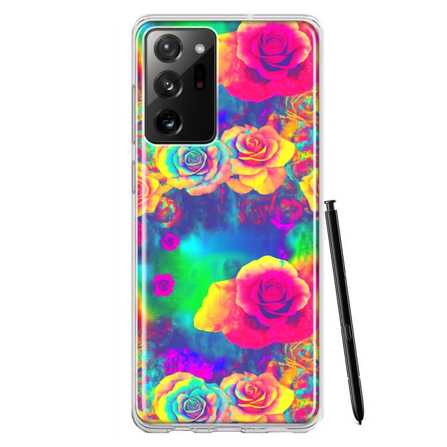 MUNDAZE Samsung Galaxy Note 20 Ultra Hippie Tie Dye Colorful Roses Double Layer Phone Case Cover