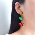 thumbnail image 3 of Yoyauz Christmas Earrings for Women, Cute Green Christmas Gift Bow Dangle Earring, Holiday Crazy Party Drop Stud Earrings, 3 of 3