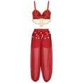 thumbnail image 2 of TiaoBug Women's Belly Dance Professional Outfits Indian Dancing Stage Performance Costume Red One Size, 2 of 7