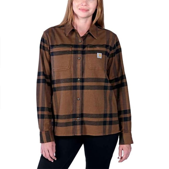 Carhartt Women's 105989 Women's Rugged Flex® Loose Fit Midweight Flanne - X-Large Regular - Carhartt Brown Heather