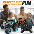 thumbnail image 4 of YCFUN Dinosaur Remote Control Car, RC Monster Truck with LED & Music, 360° Stunt RC Car for Boys Kids Ages 3-8, Dinosaur Toy Gift for Kids (Blue), 4 of 7