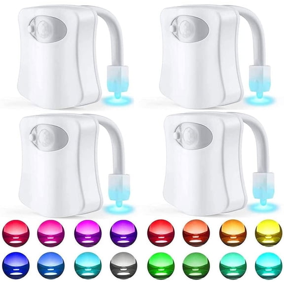 RZVNMKO  4PACK Toilet Night Lights,Toilet Light with Motion Detection Sensor,16-Color Changing LED Toilet Bowl Light ,Automatic Motion Sensor Light for Bathroom Washroom,Glow Bowl Night Light Fit