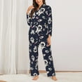 thumbnail image 6 of Rateoe Cartoon Spaceship Pattern Womens Pajamas Set Long Sleeve Sleepwear Button Down Nightwear Soft Cotton Pj Lounge Sets, 6 of 9