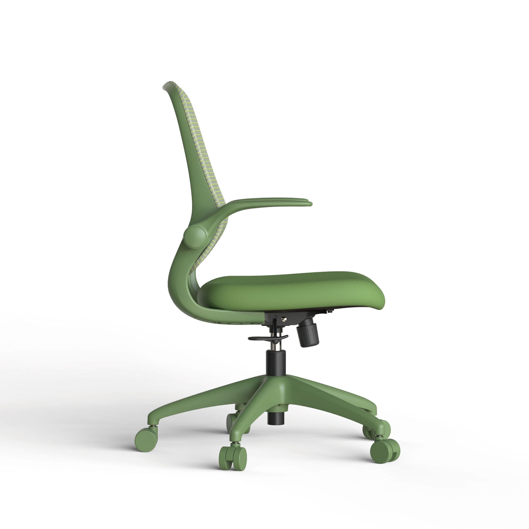 S-HOME Modern Ergonomic Mesh Back Office Chair With Fireproof Nylon Fabric, Rotating Design And Gas Lift For Support, Adjustable Height And Flip-Up Armrests  For Home Offices, Green