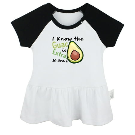 

I Know the Guac Is Extra Funny Dresses For Baby Newborn Babies Skirts Infant Princess Dress 0-24M Kids Graphic Clothes (Black Raglan Dresses 12-18 Months)