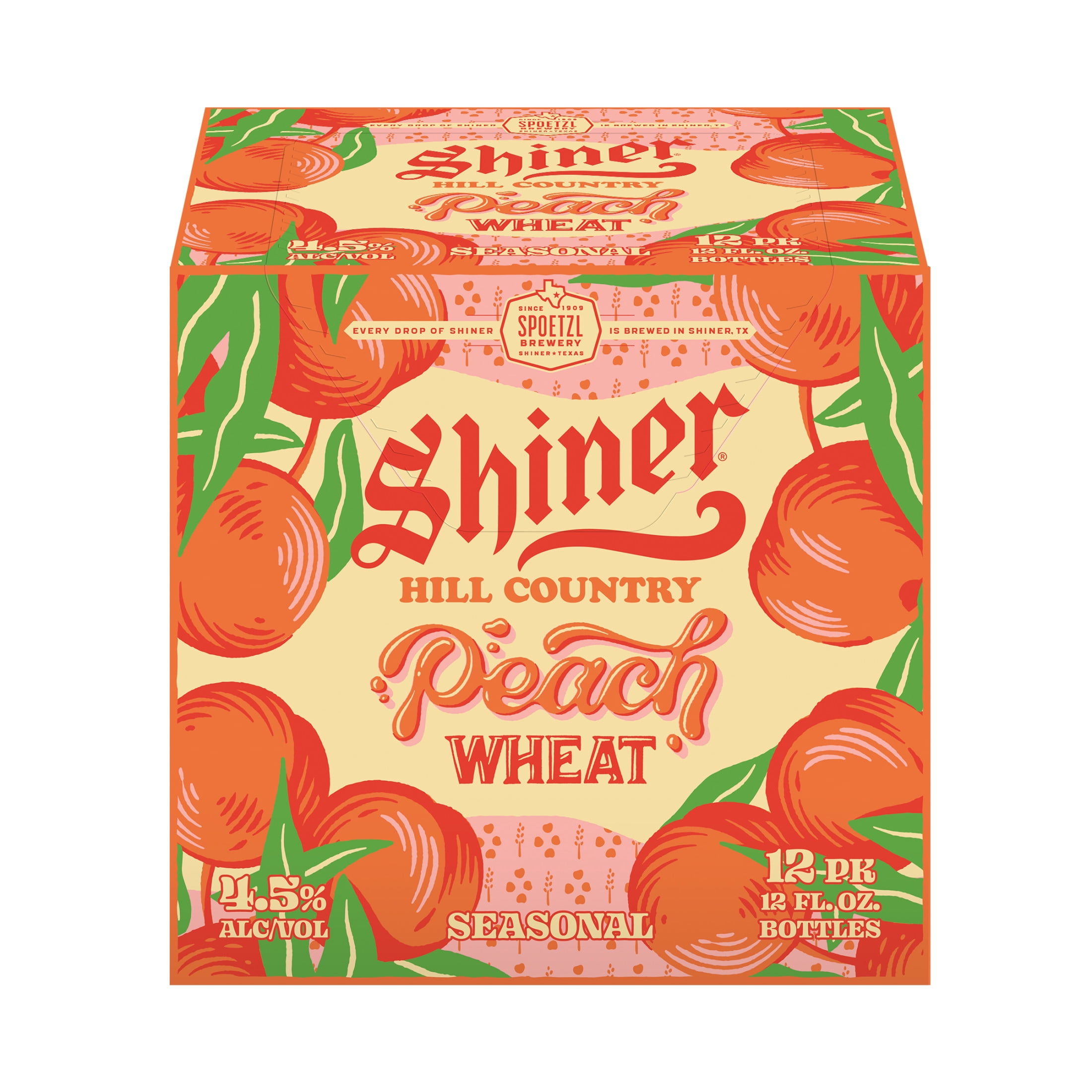 Shiner Hill Country Peach Wheat Craft Beer, 12 pack, 12 fl oz Can, 4.5% ABV
