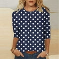 thumbnail image 2 of YanHoo Women's Polka Dot 3/4 Sleeve Blouse Tops Ladies 2025 Plus Size Summer Casual Crewneck 3/4 Sleeve Shirts, 2 of 6