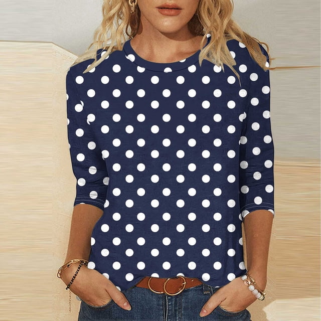 mfyjkho Tops Para Salir, Blusa Informal Con Cuello Redondo Y Mangas 3/4 Para Mujer Tops Para Hacer Ejercicio Xxxxxl