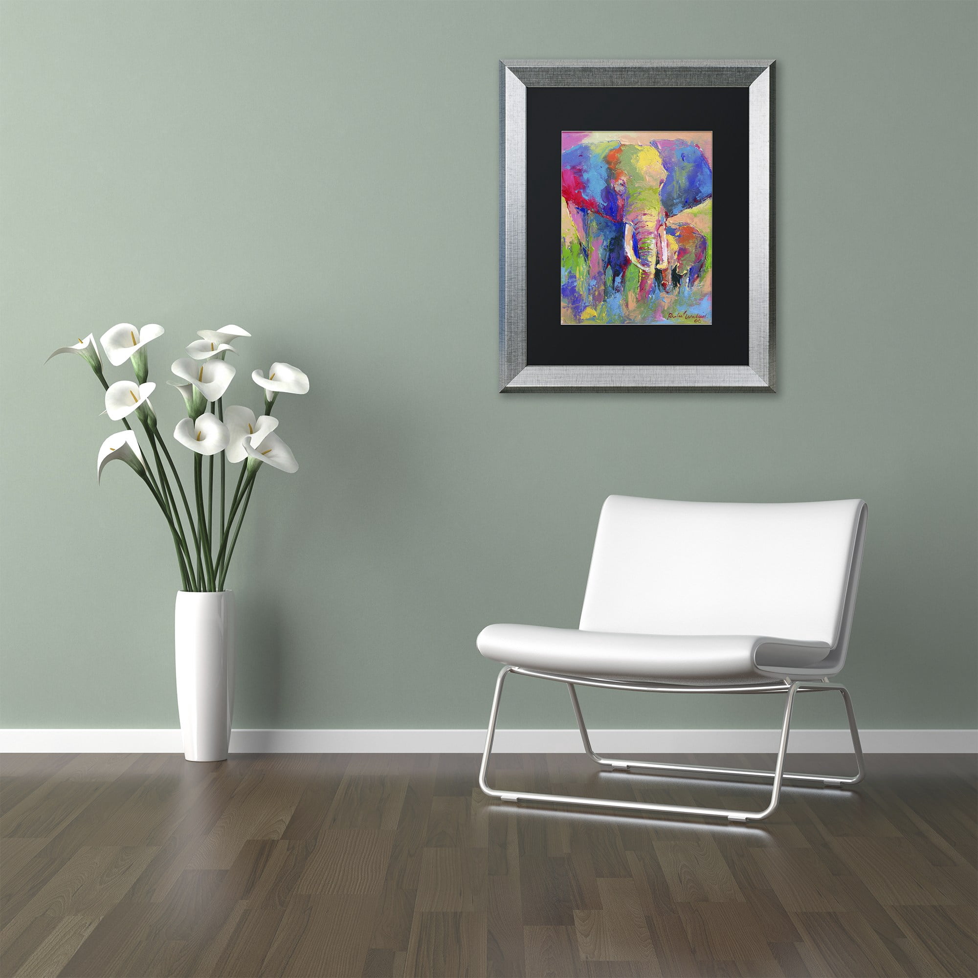 Richard Wallich 'Elephant 1' Black Matted Framed Art